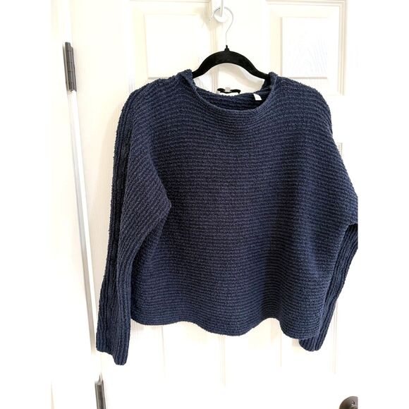 VINCE Navy Hooded Cropped Womens Sweater Sz Small - Picture 8 of 10